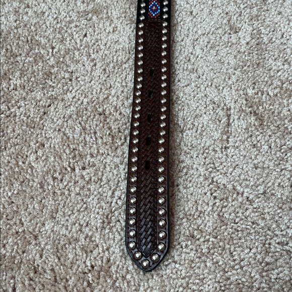 3-D Leather Unisex Beaded Studded Belt - Picture 5 of 8